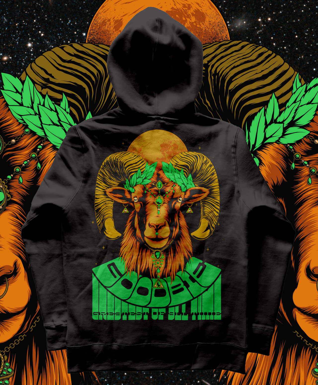GOODBIE G.O.A.T GOAT PREMIUM HOOD BLACK