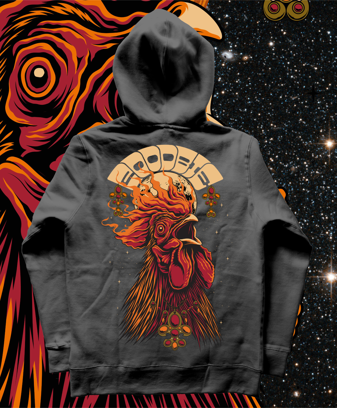 GOODBIE G.O.A.T PLAY CHICKEN PREMIUM HOOD DIPPED BLACK