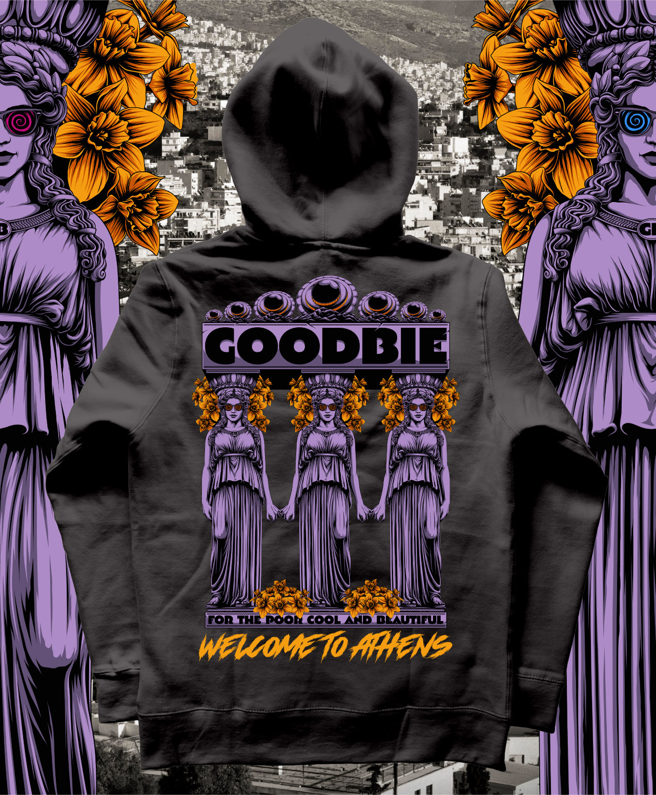 GOODBIE WELCOME TO ATHENS PREMIUM HOOD BLACK