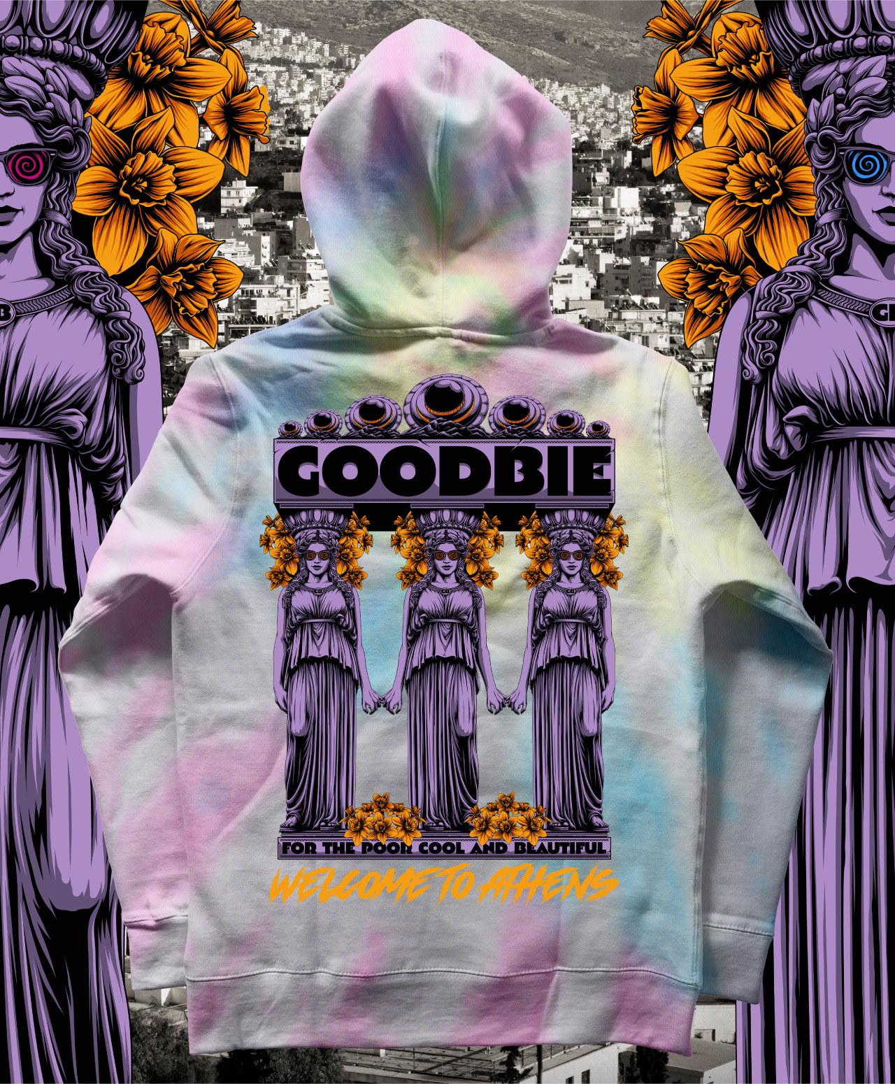 GOODBIE WELCOME TO ATHENS PREMIUM HOOD TIE DYE HAZE