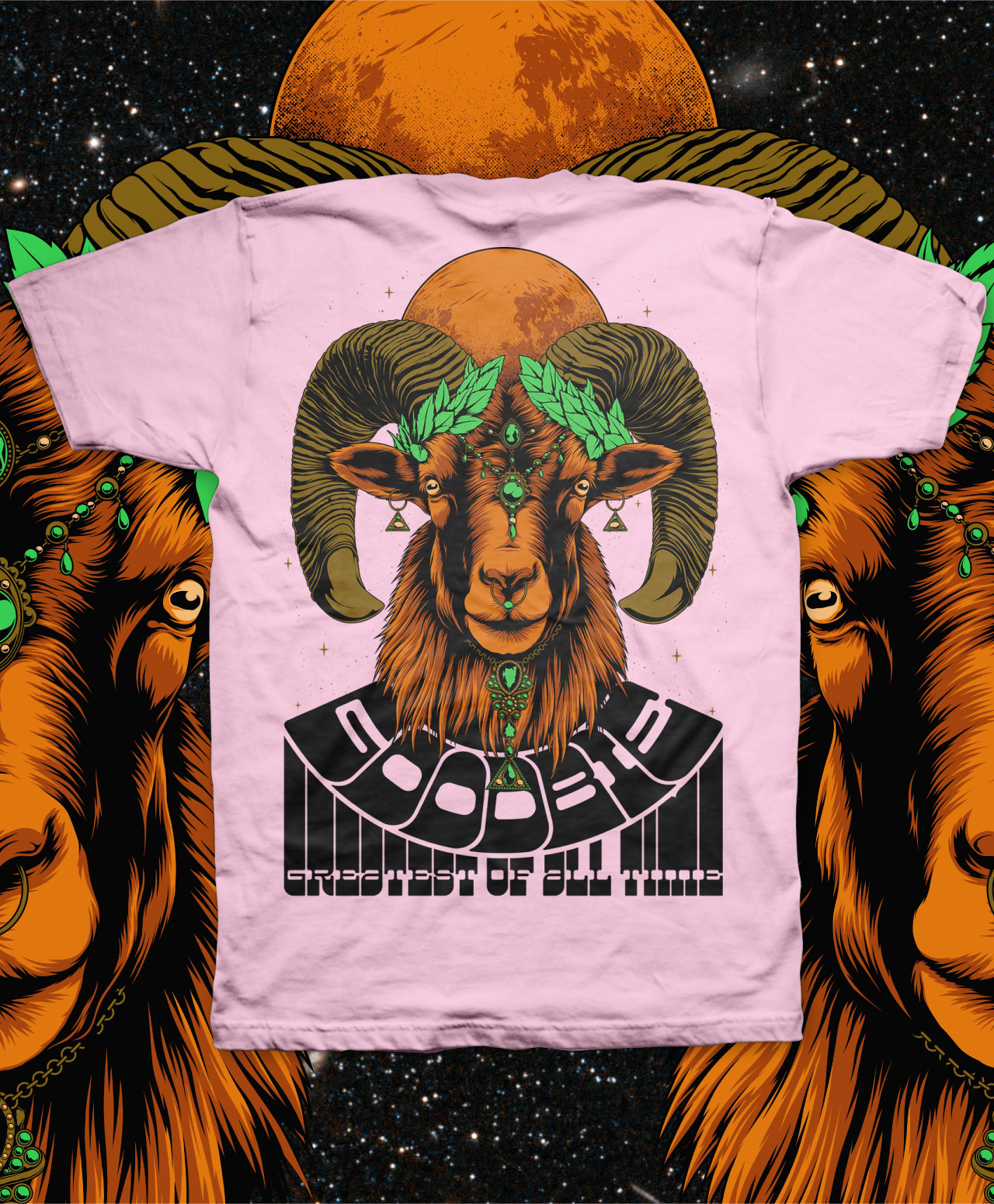 GOODBIE G.O.A.T GOAT TEE LIGHT PINK