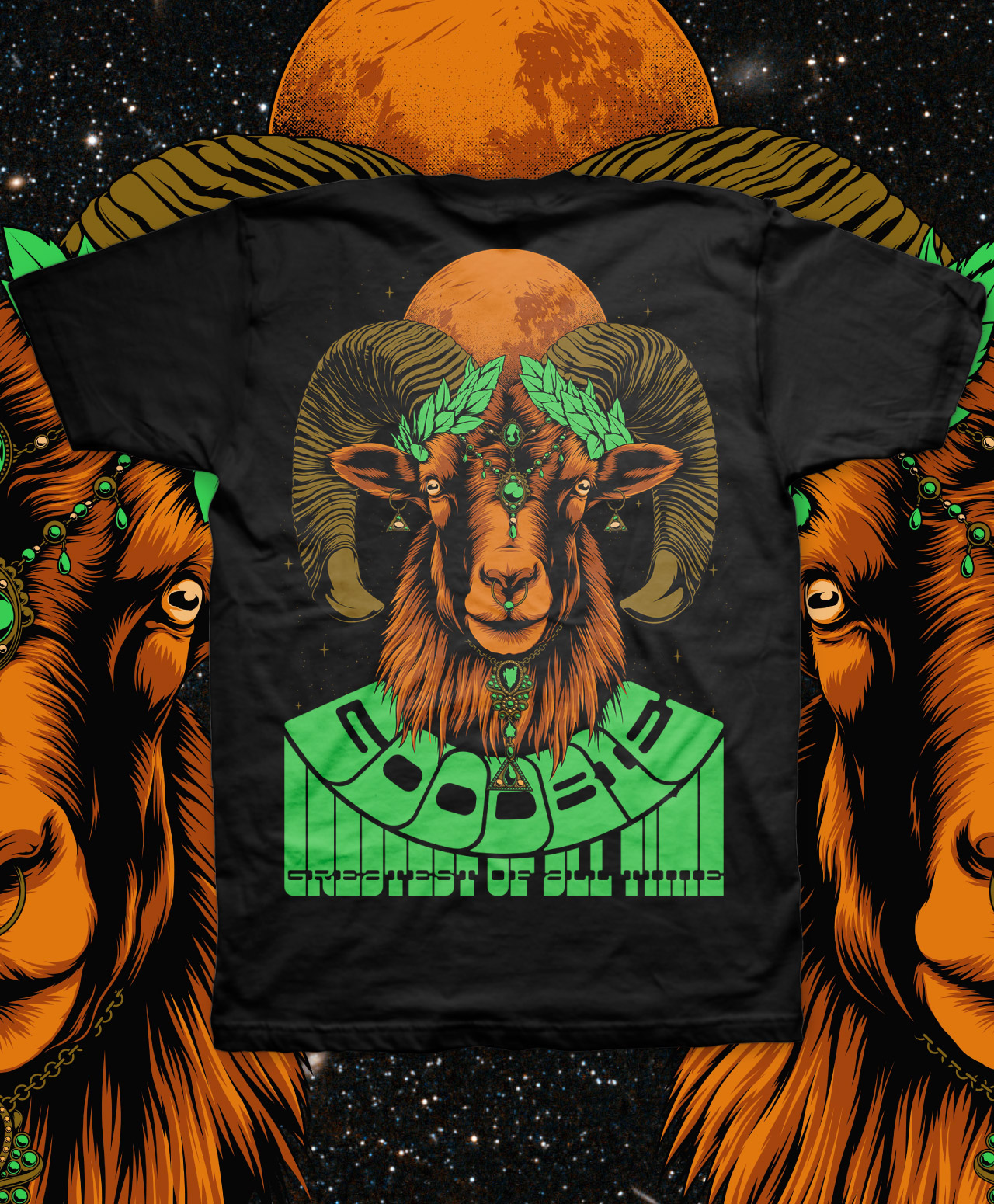 GOODBIE G.O.A.T GOAT TEE BLACK