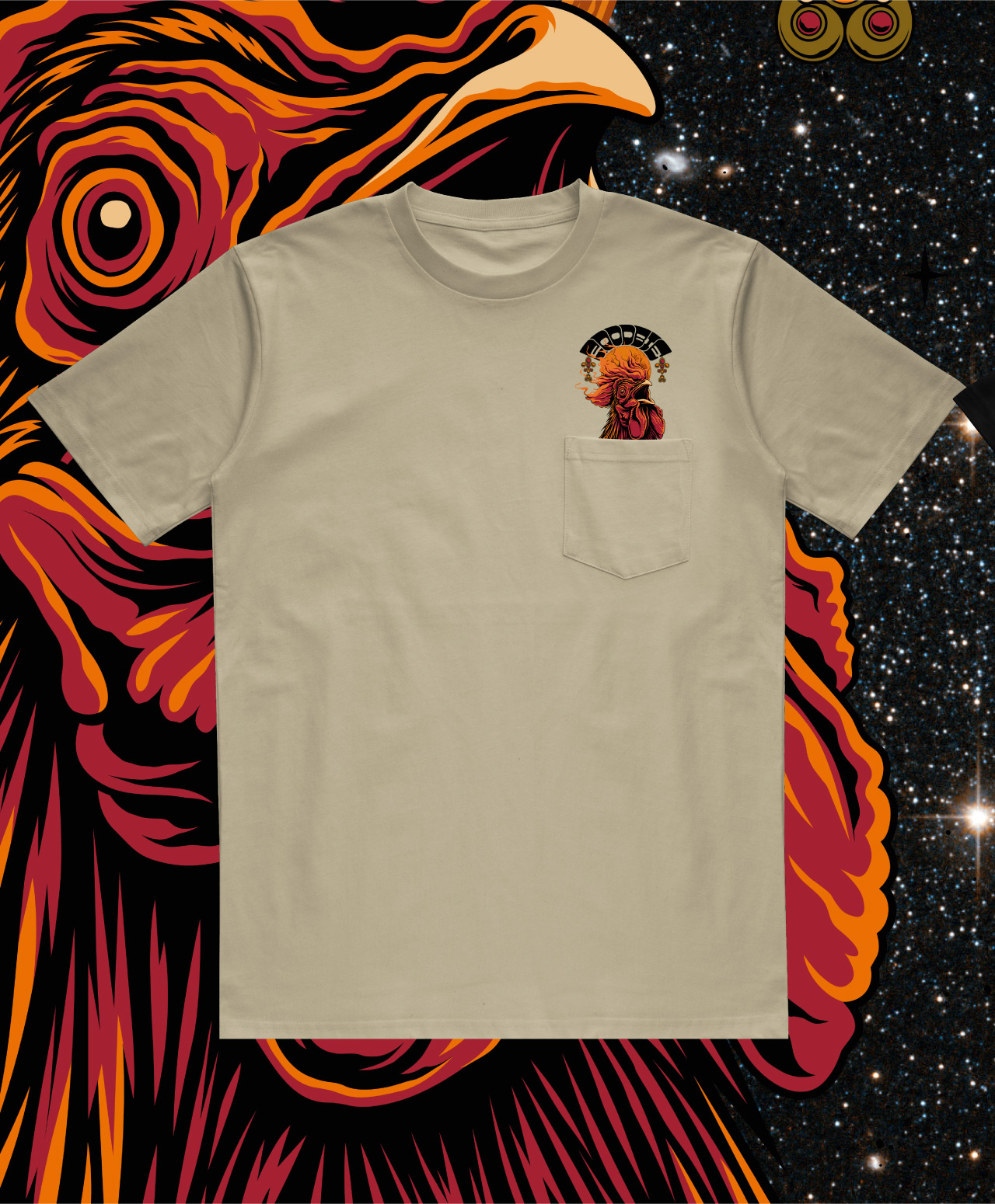GOODBIE G.O.A.T PLAY CHICKEN POCKET TEE CEMENT