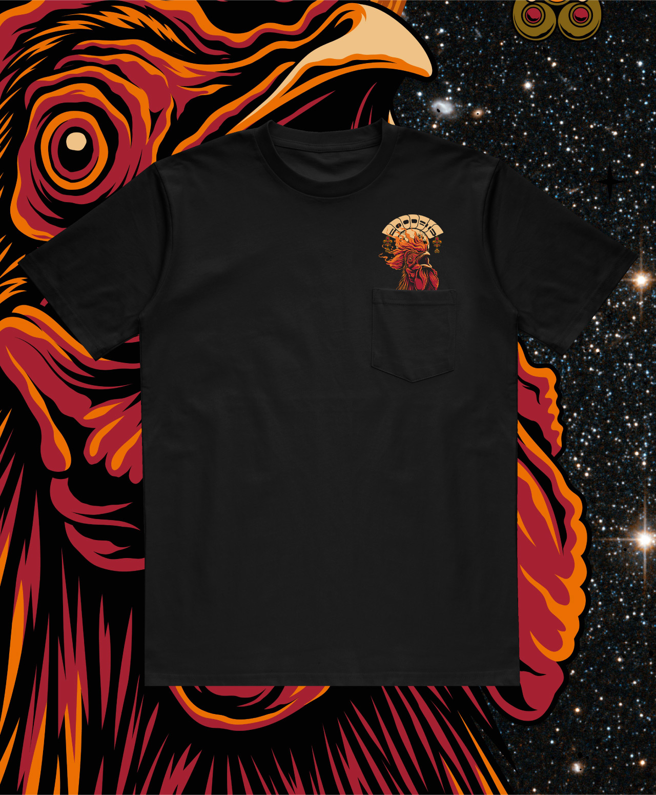 GOODBIE G.O.A.T PLAY CHICKEN POCKET TEE BLACK
