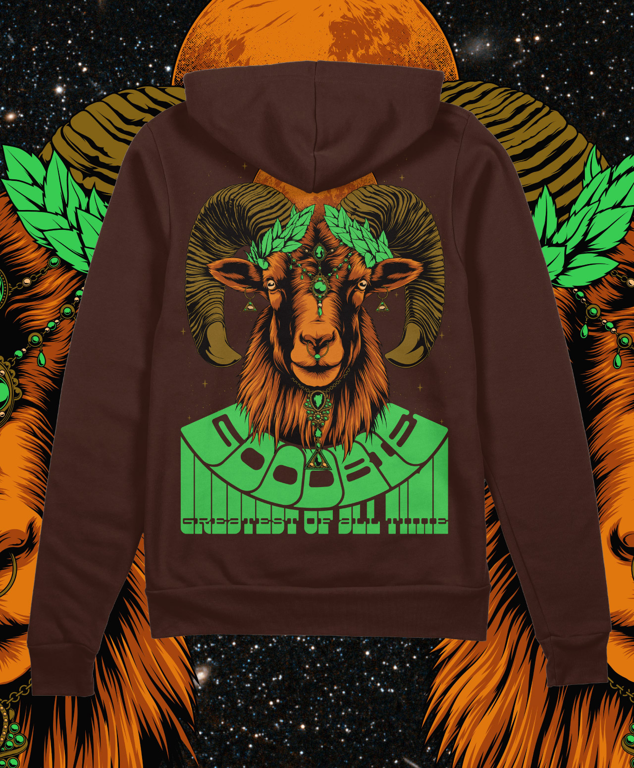 GOODBIE G.O.A.T GOAT ZIP HOOD BROWN