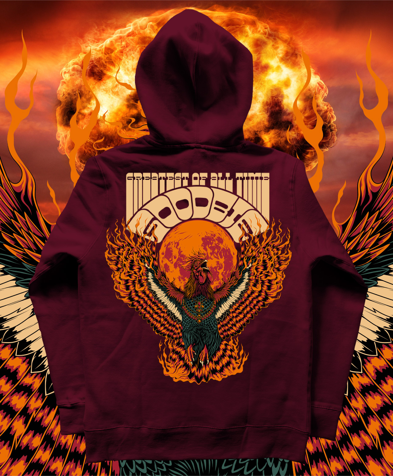 GOODBIE G.O.A.T PHOENIX PREMIUM ZIP HOOD MAROON