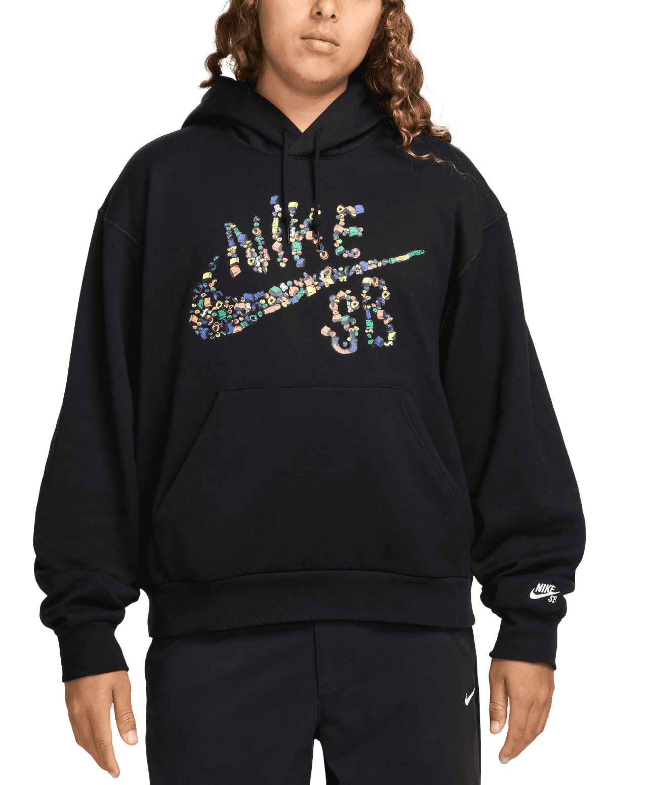 NIKE SB SUGAR HIGH FLEECE HOOD BLACK/WHITE