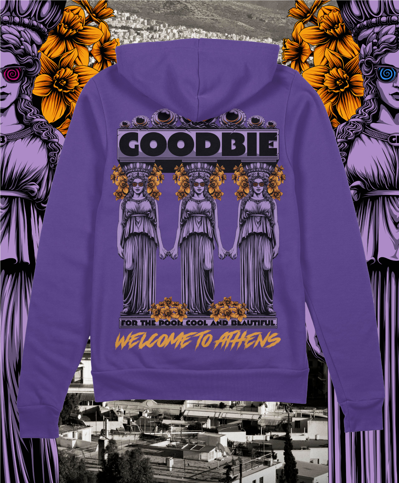 GOODBIE WELCOME TO ATHENS ZIP HOOD PURPLE