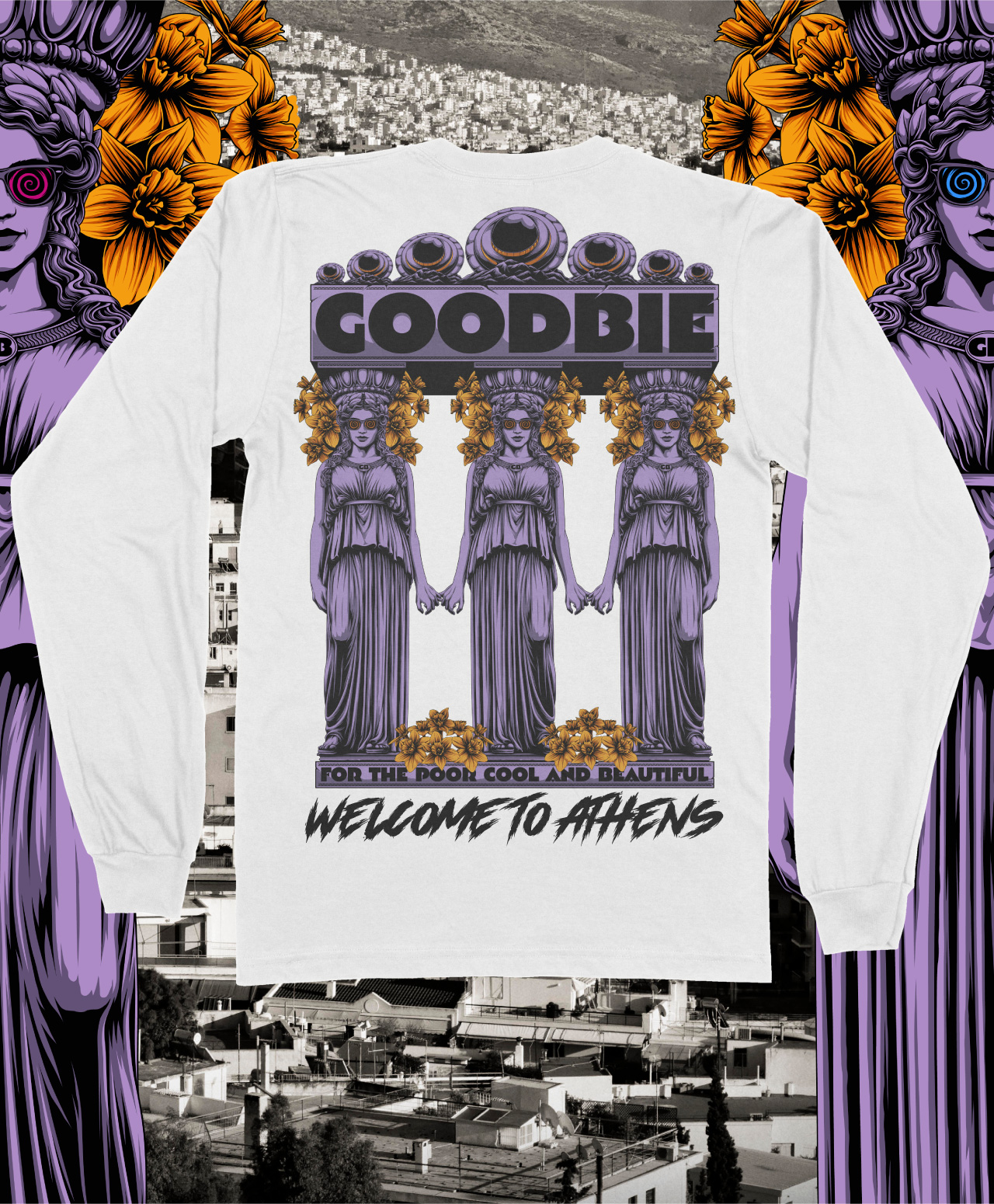 GOODBIE WELCOME TO ATHENS LONG SLEEVE WHITE