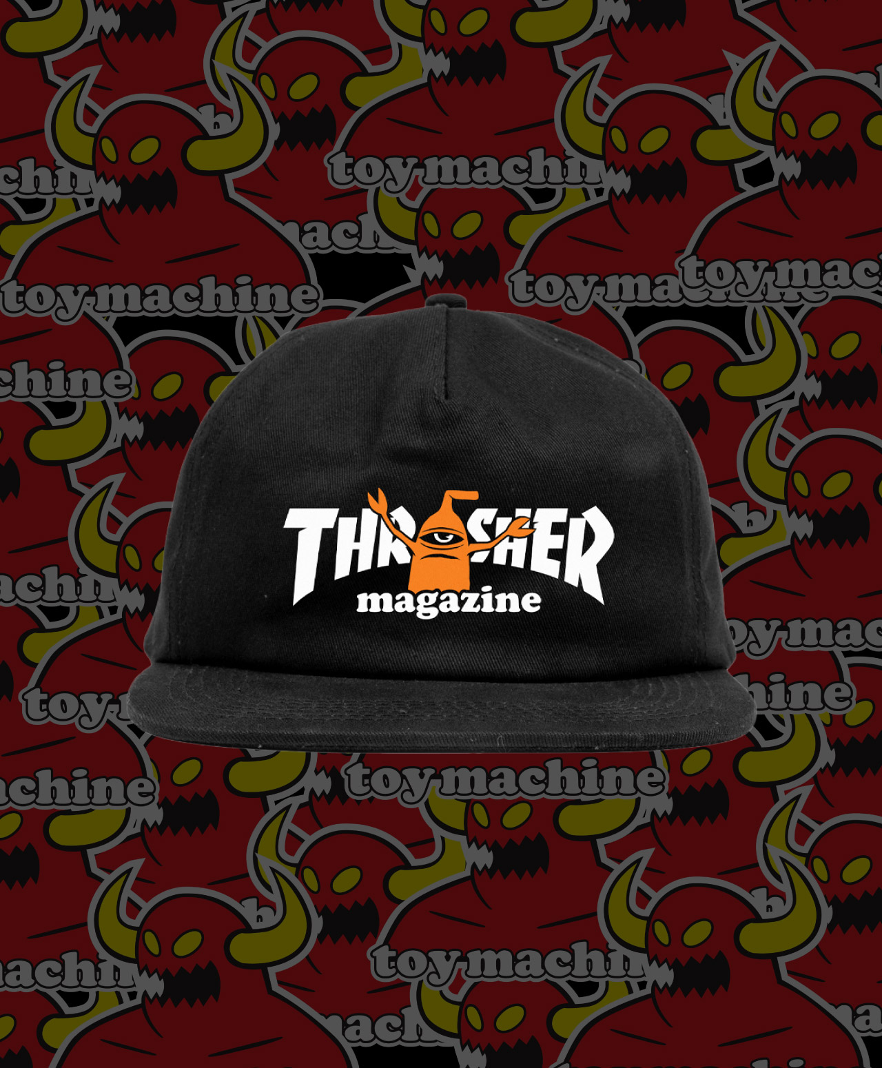 THRASHER X TOY MACHINE SECT SNAPBACK BLACK