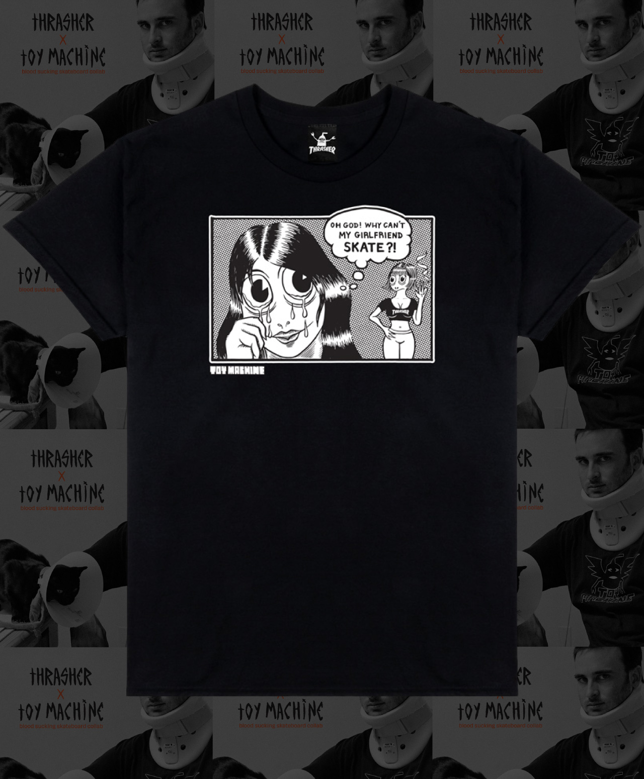 THRASHER X TOY MACHINE GIRLFRIEND TEE BLACK