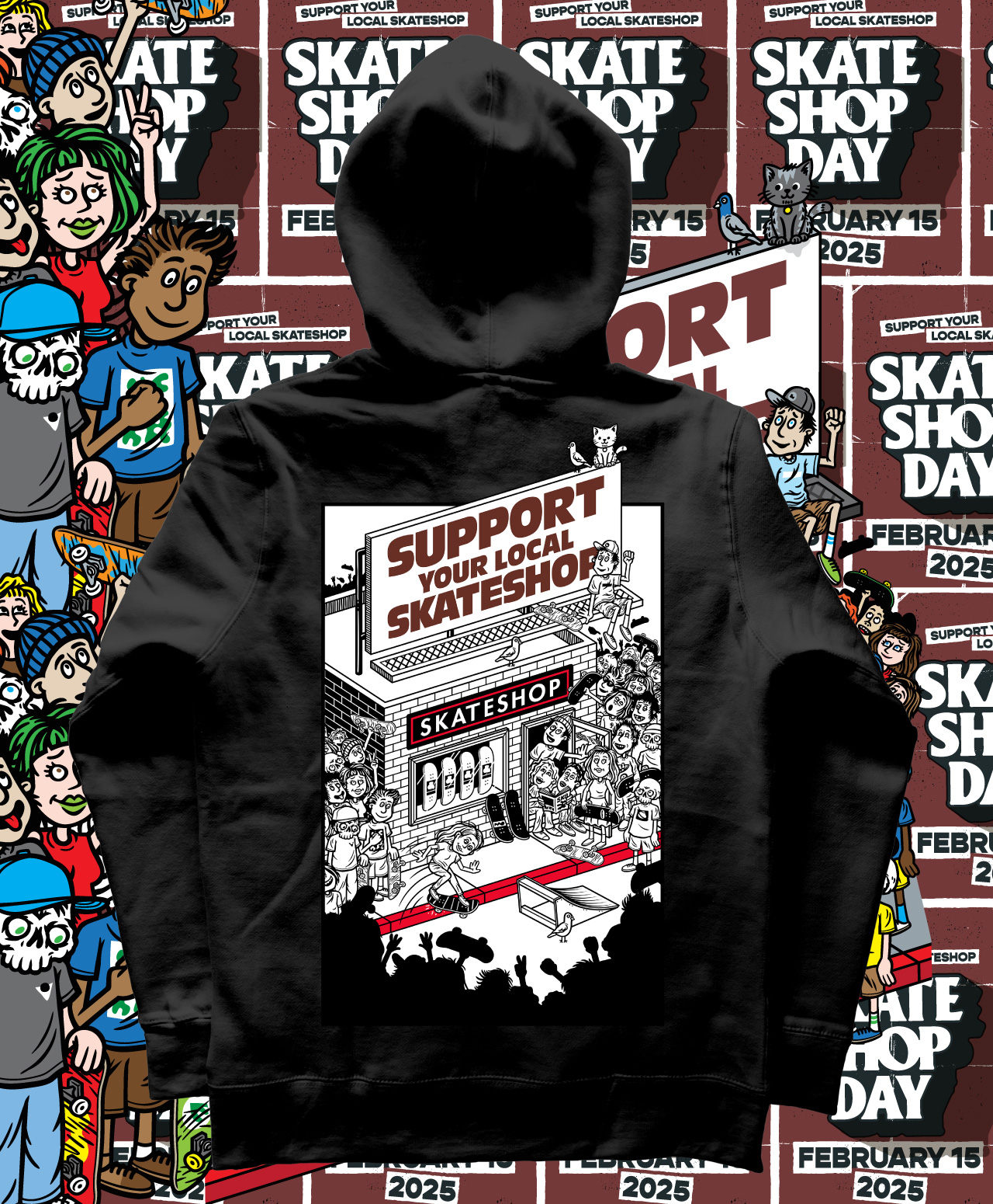 COLOR X SKATESHOP DAY SHOP PREMIUM HOOD BLACK