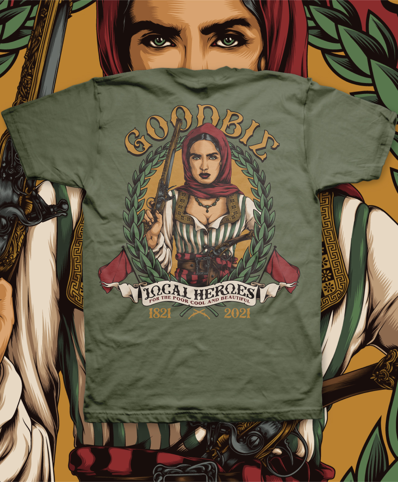 GOODBIE LOCAL HEROES BOUBOU TEE OLIVE