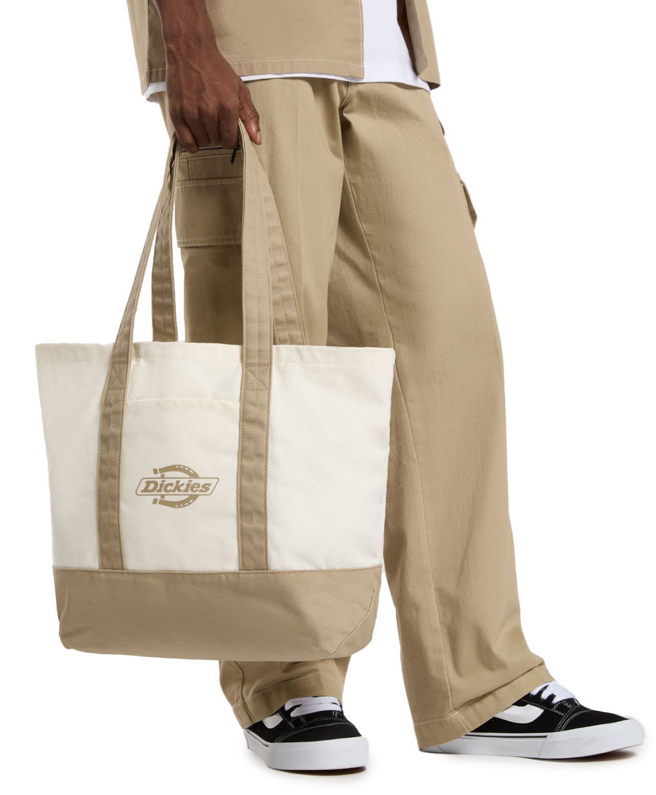 DICKIES LOGO CANVAS TOTE BAG EGRET