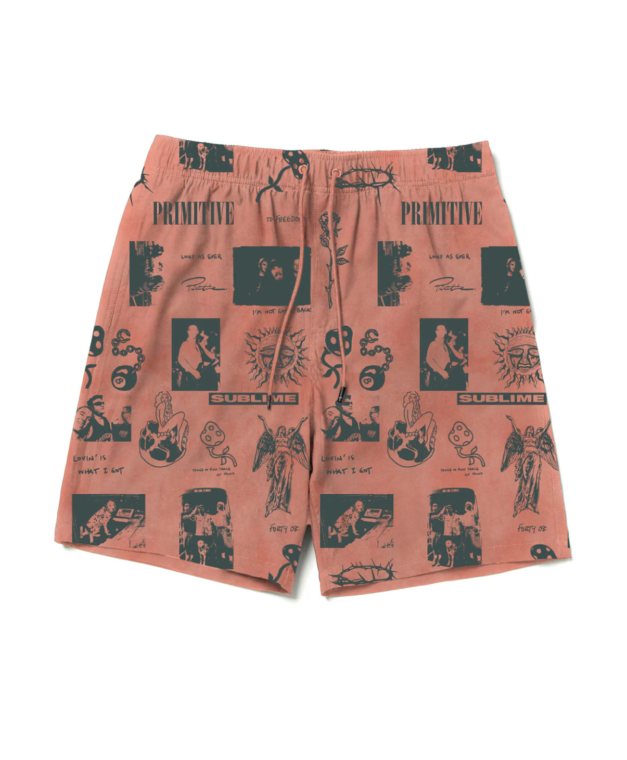 PRIMITIVE X SUBLIME MOSAIC BOARDSHORT CORAL