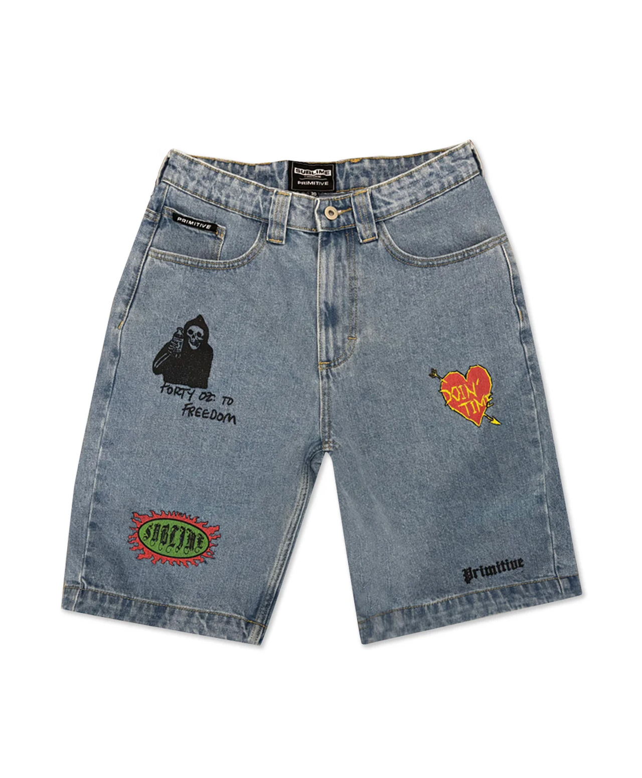 PRIMITIVE X SUBLIME BOARDWALK SHORTS LIGHT BLUE