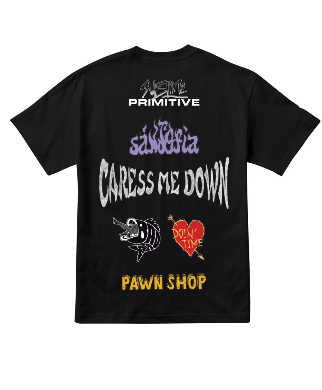PRIMITIVE X SUBLIME DOWN HERE HEAVYWEIGHT TEE BLACK