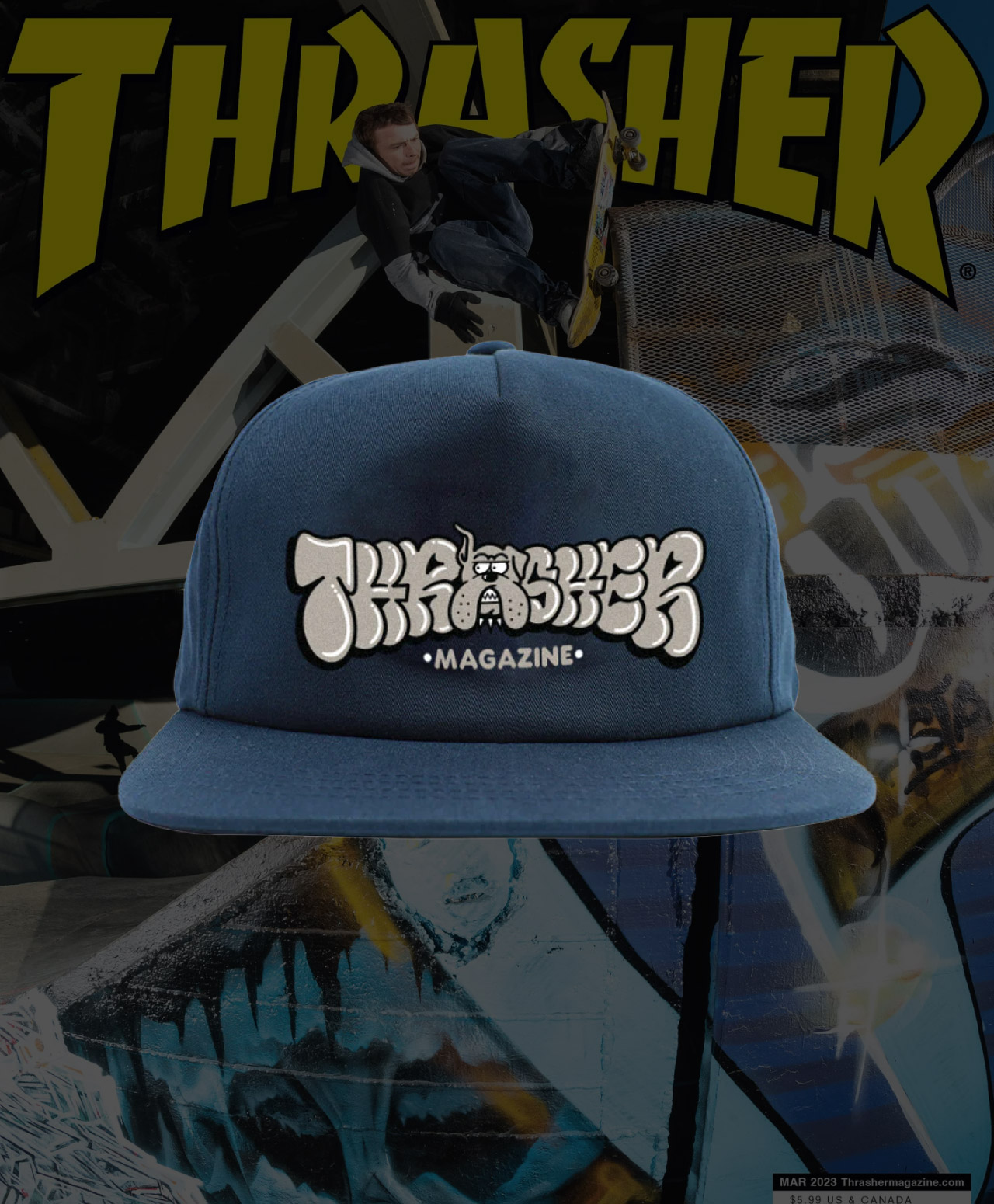 THRASHER BULLY SNAPBACK NAVY