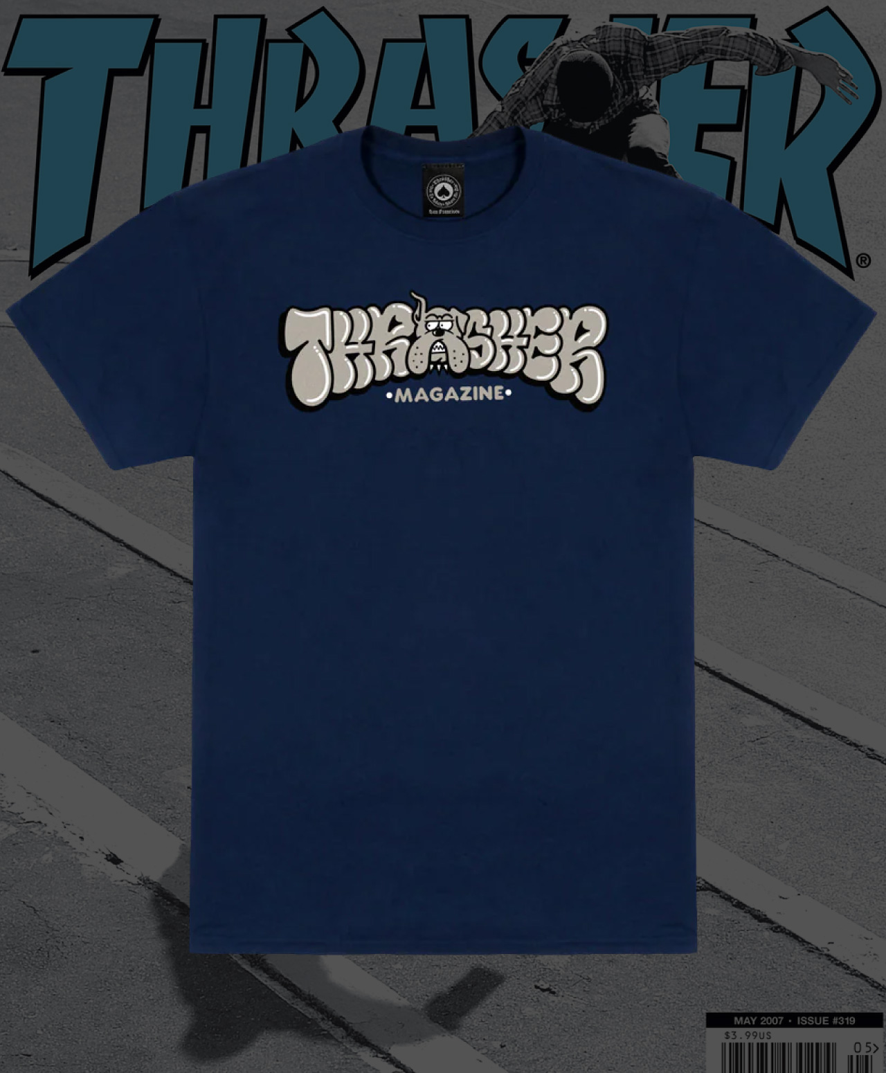 THRASHER BULLY TEE NAVY