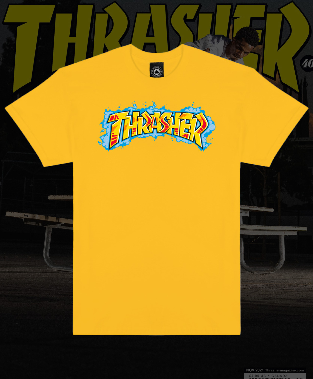 THRASHER GRAFF TEE GOLD