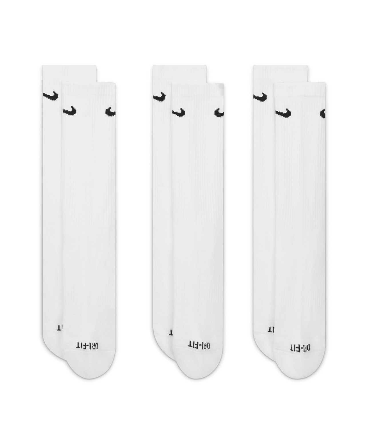 NIKE EVERYDAY PLUS CUSHIONED TRAINING CREW SOCKS 3-PACK WHITE/BLACK