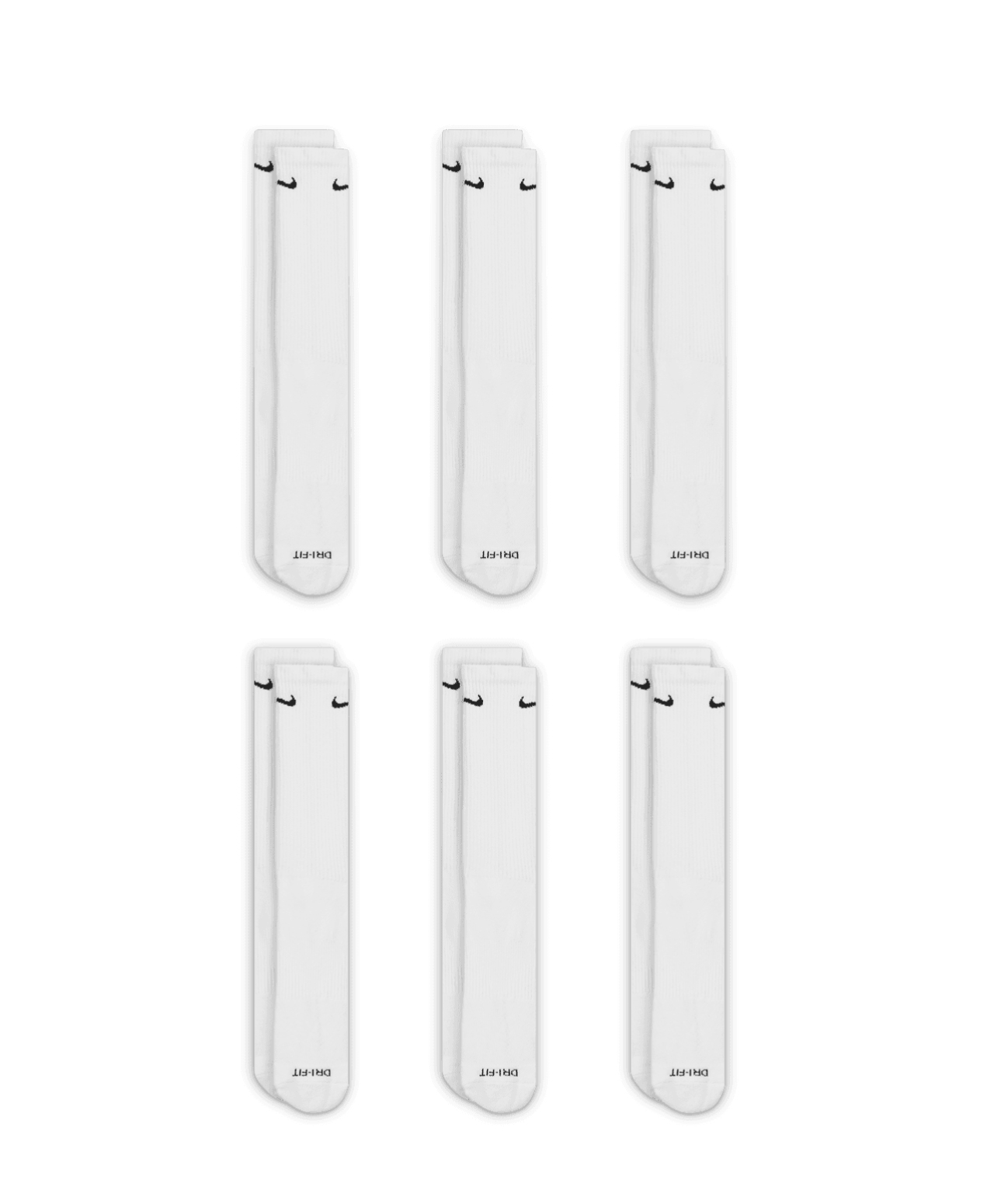 NIKE EVERYDAY PLUS CUSHIONED TRAINING CREW SOCKS 6-PACK WHITE
