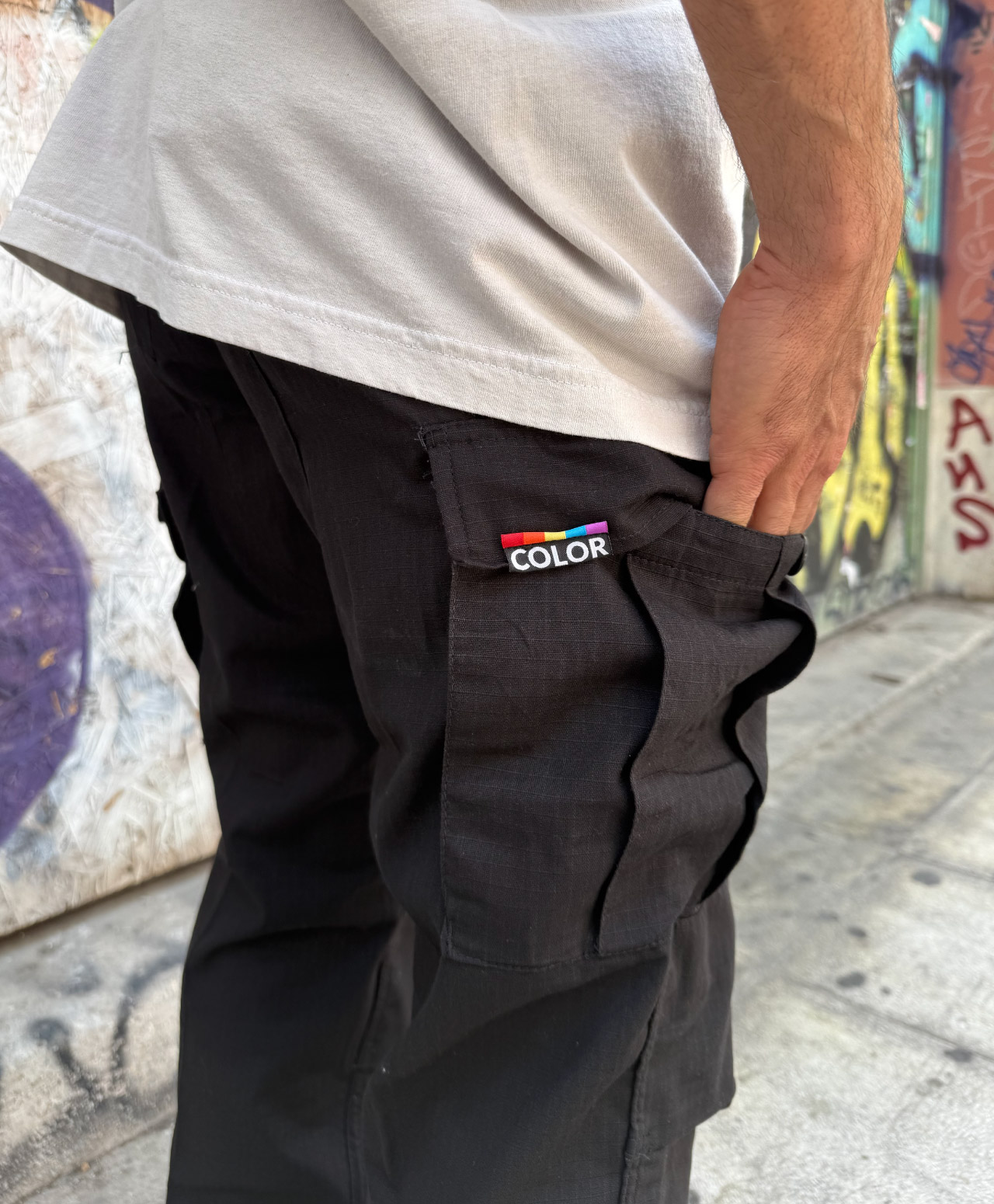 COLOR I-5 CARGO RIPSTOP PANTS BLACK