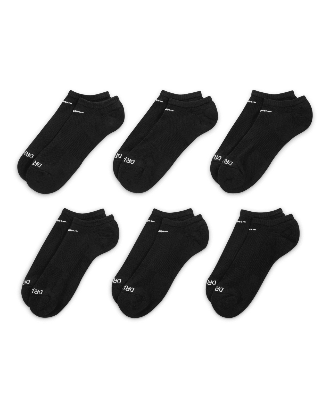NIKE EVERYDAY PLUS CUSHIONED NO SHOW SOCKS 6-PACK BLACK/WHITE