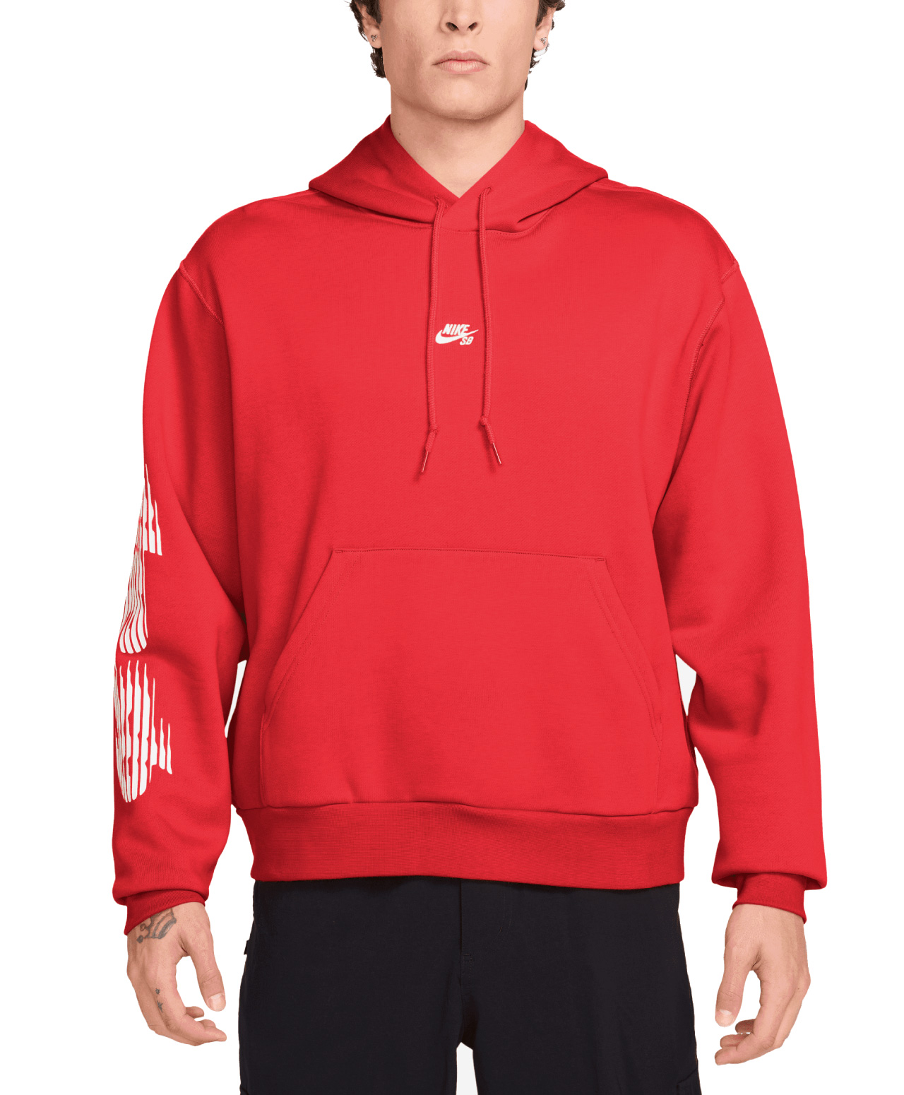 NIKE SB ESSENTIAL GFX FLEECE HOOD LIGHT CRIMSON/WHITE