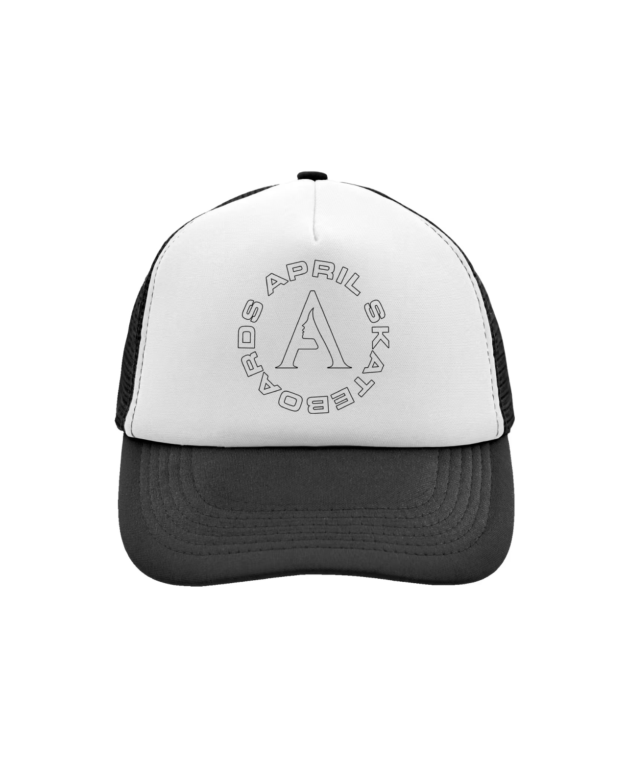 APRIL SKATEBOARDS FULL CIRCLE TRUCKER HAT BLACK/WHITE