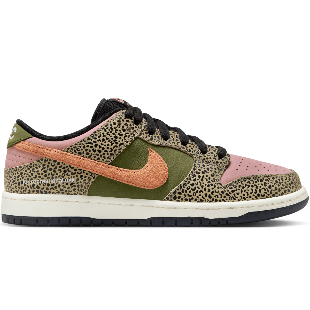 NIKE SB X ART-REC SKATESHOP DUNK LOW PRO KHAKI/AMBER BROWN-ROUGH GREEN-RUST PINK-BLACK-SAIL