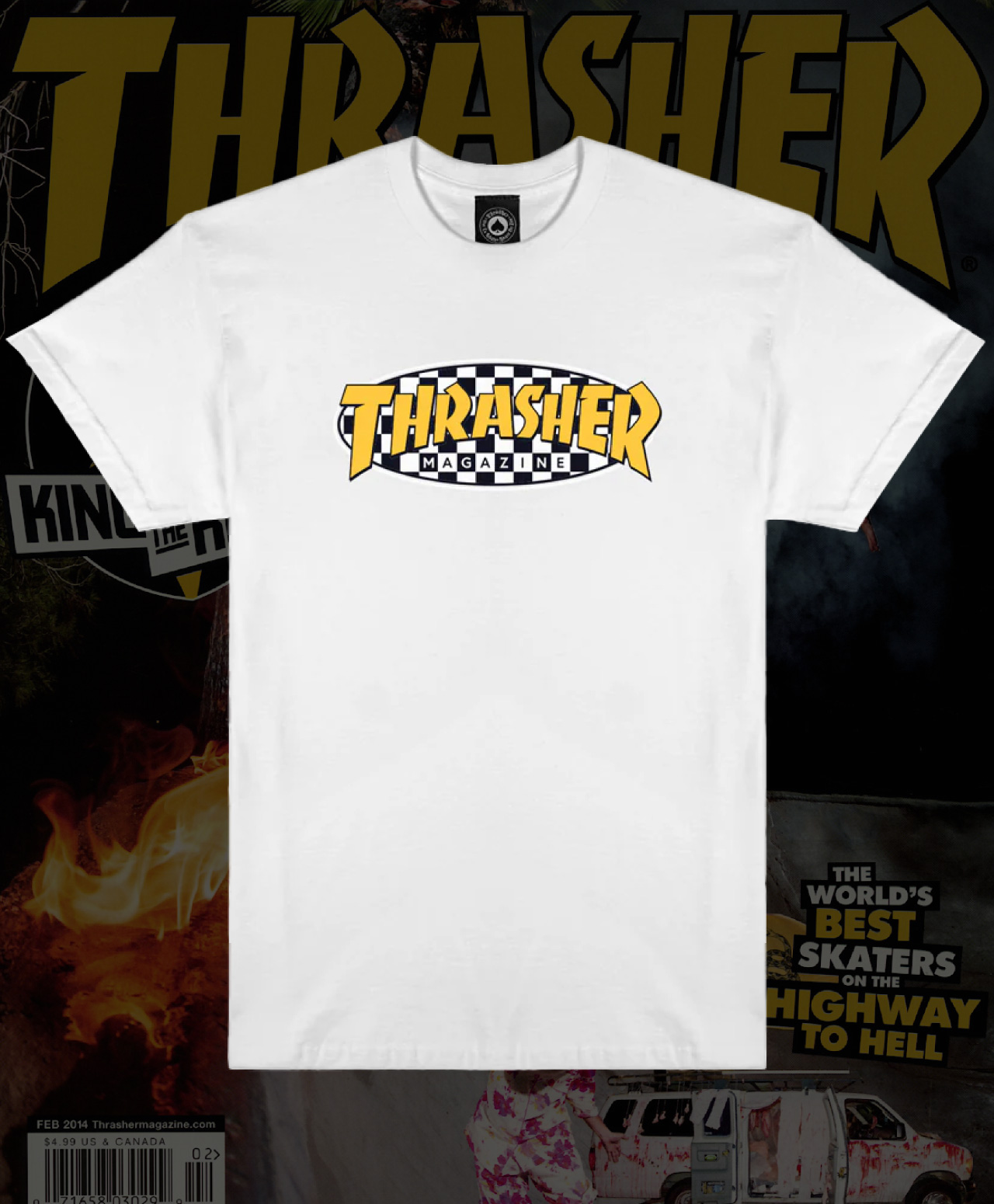 THRASHER CHECKERED OVAL TEE WHITE