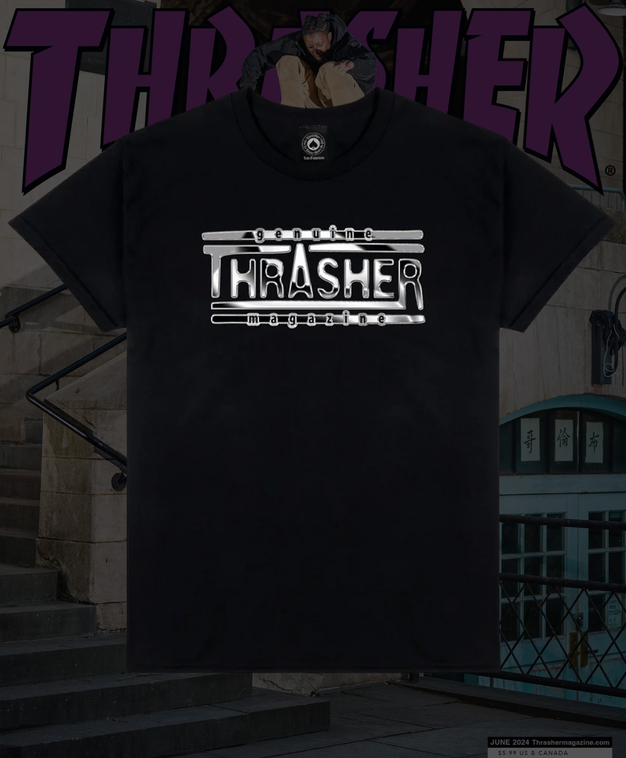 THRASHER CHROME GENUINE TEE BLACK