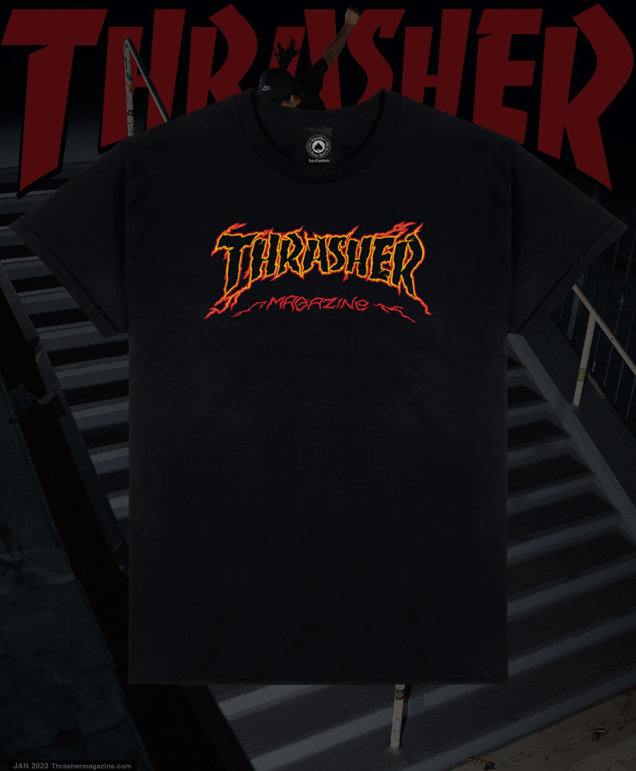 THRASHER CRACKED BY EXTEENAGER TEE BLACK