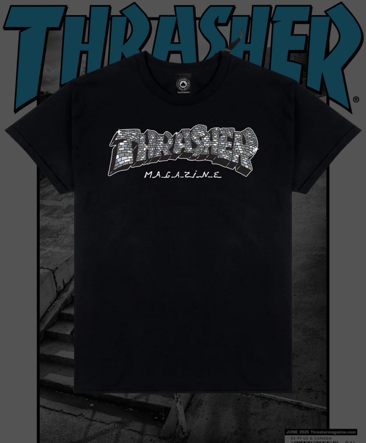 THRASHER DISCO BY SPANKY TEE BLACK