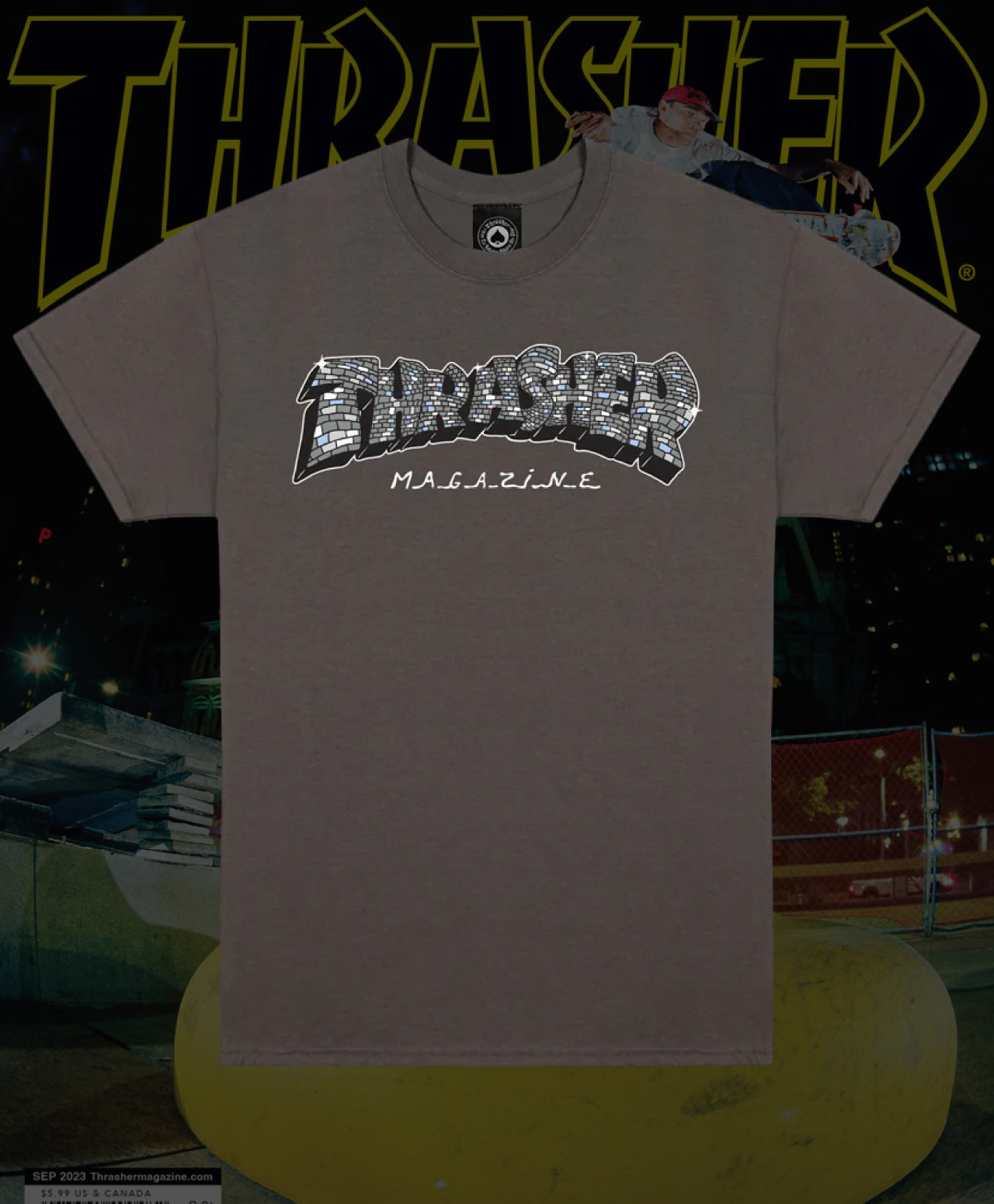 THRASHER DISCO BY SPANKY TEE CHARCOAL