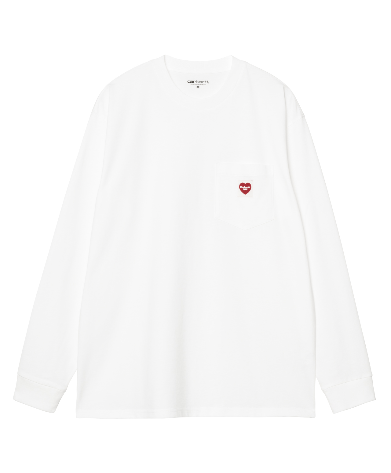 CARHARTT WIP POCKET HEART LONG SLEEVE WHITE/RED