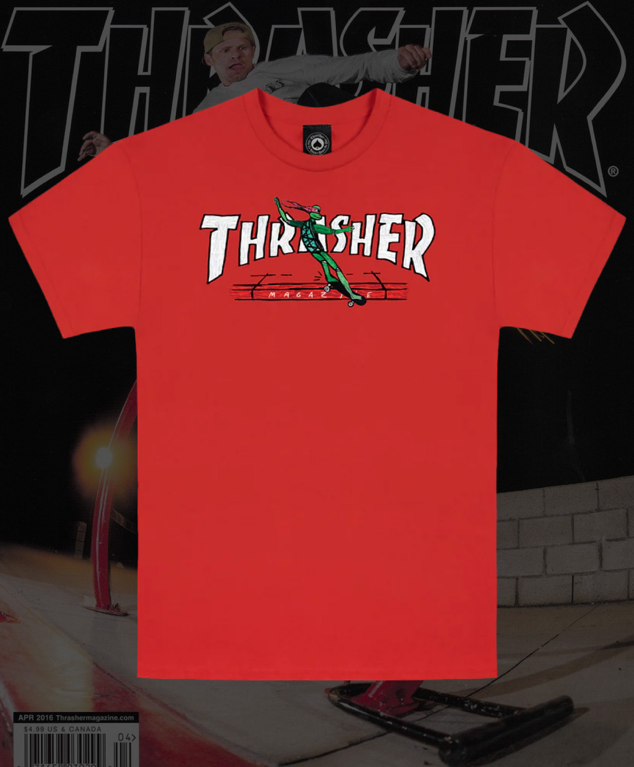 THRASHER RED CURB BY LSD WORLDPEACE TEE RED