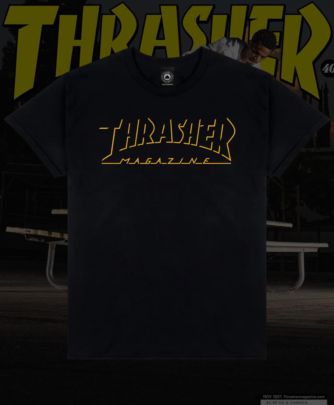 THRASHER SHADOW MAG LOGO TEE BLACK