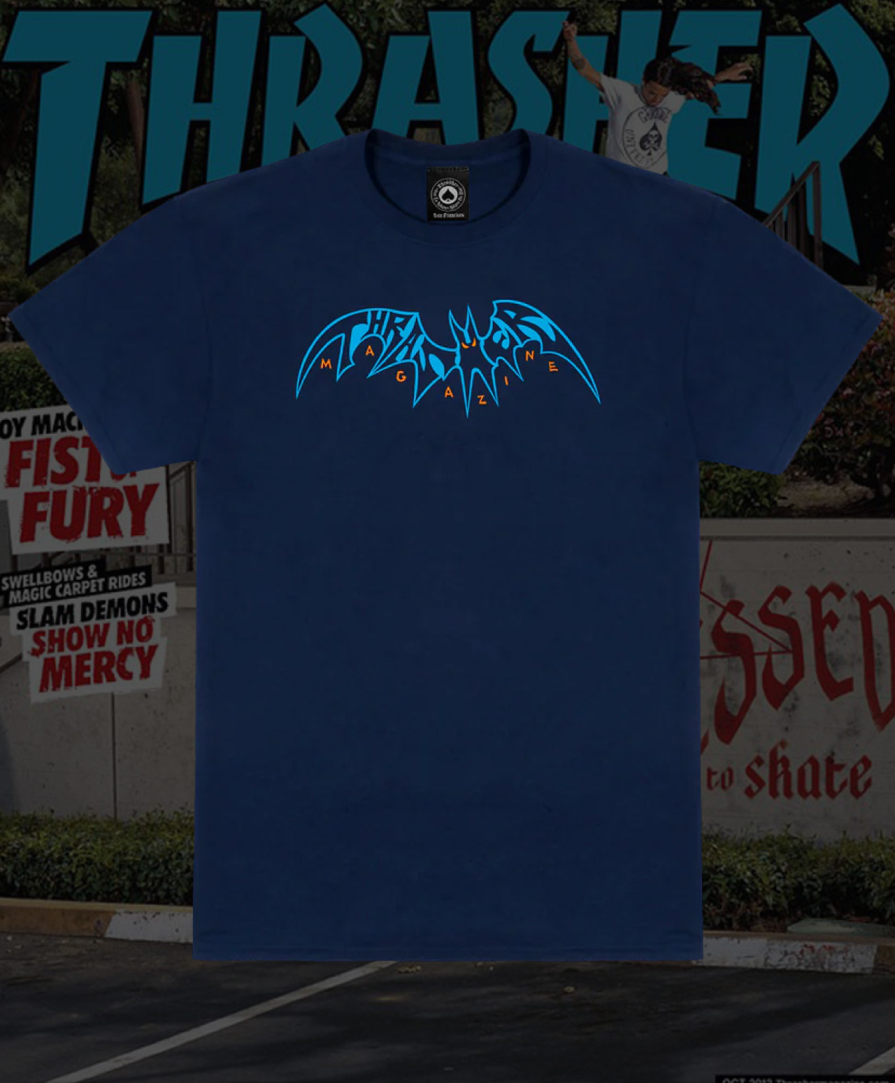 THRASHER SKY RAT BY NECKFACE TEE NAVY
