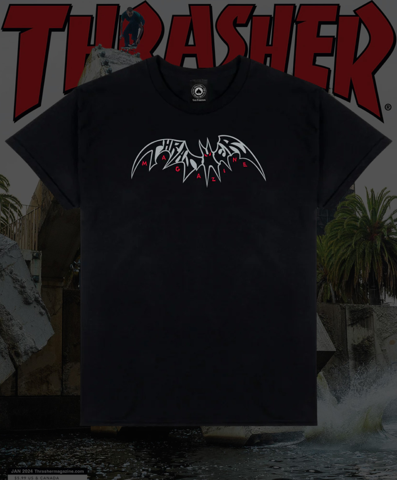 THRASHER SKY RAT BY NECKFACE TEE BLACK