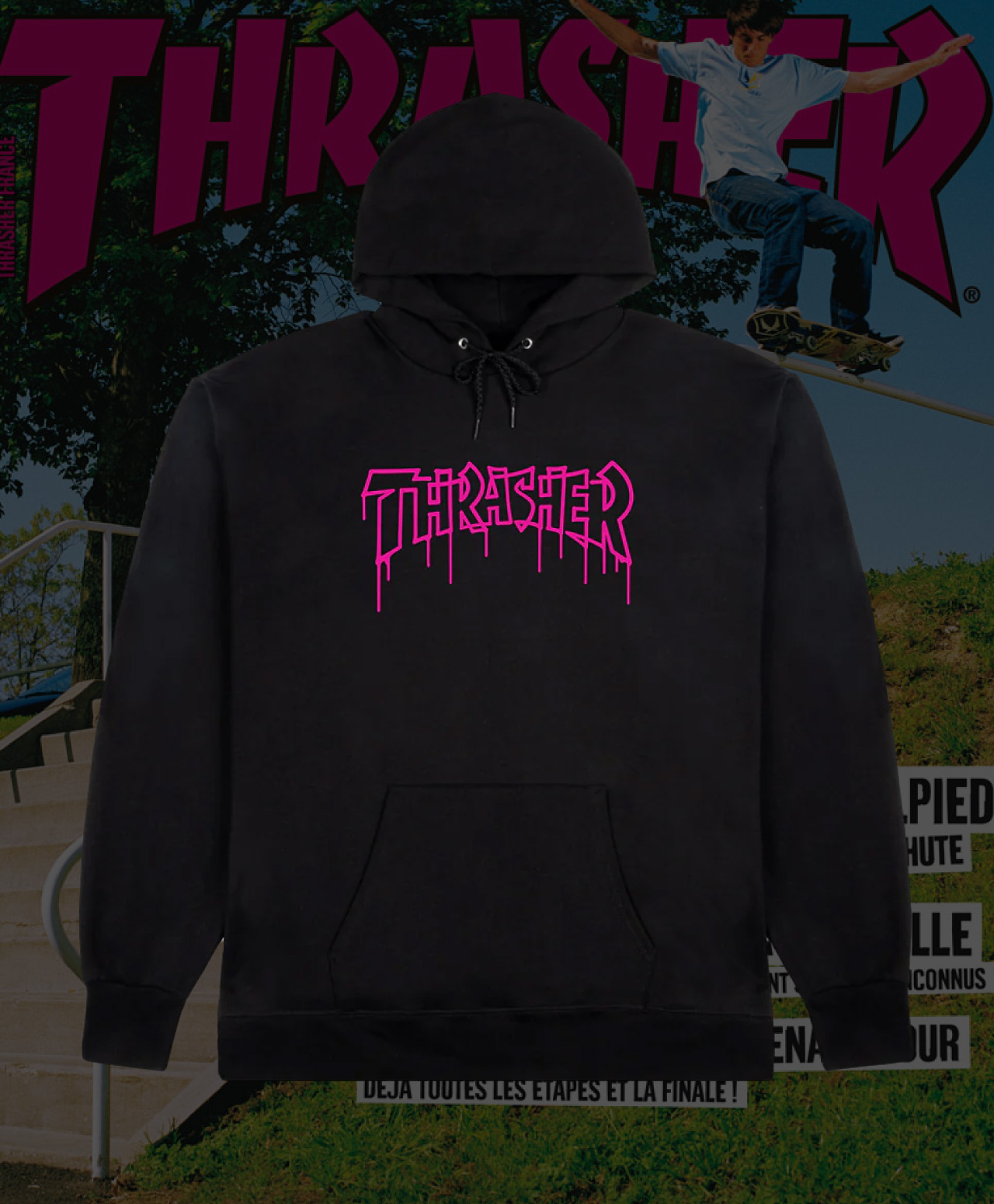 THRASHER ONE-LINER HOOD BLACK