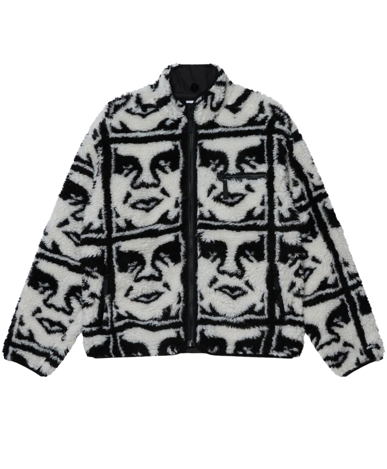 OBEY REPEATED ICON SHERPA JACKET BLACK MULTI