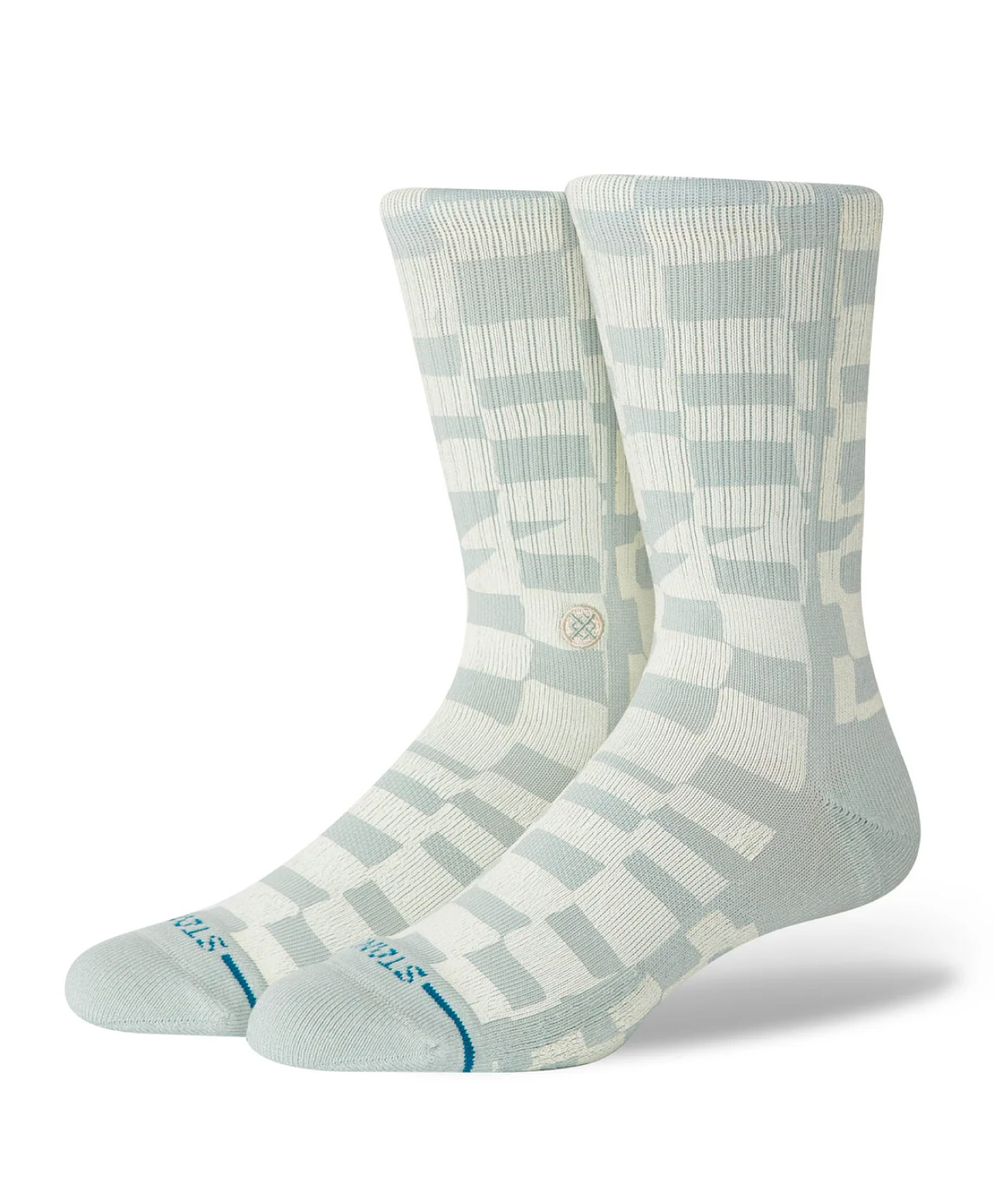 STANCE WAVE CHECK CREW SOCKS PALE BLUE