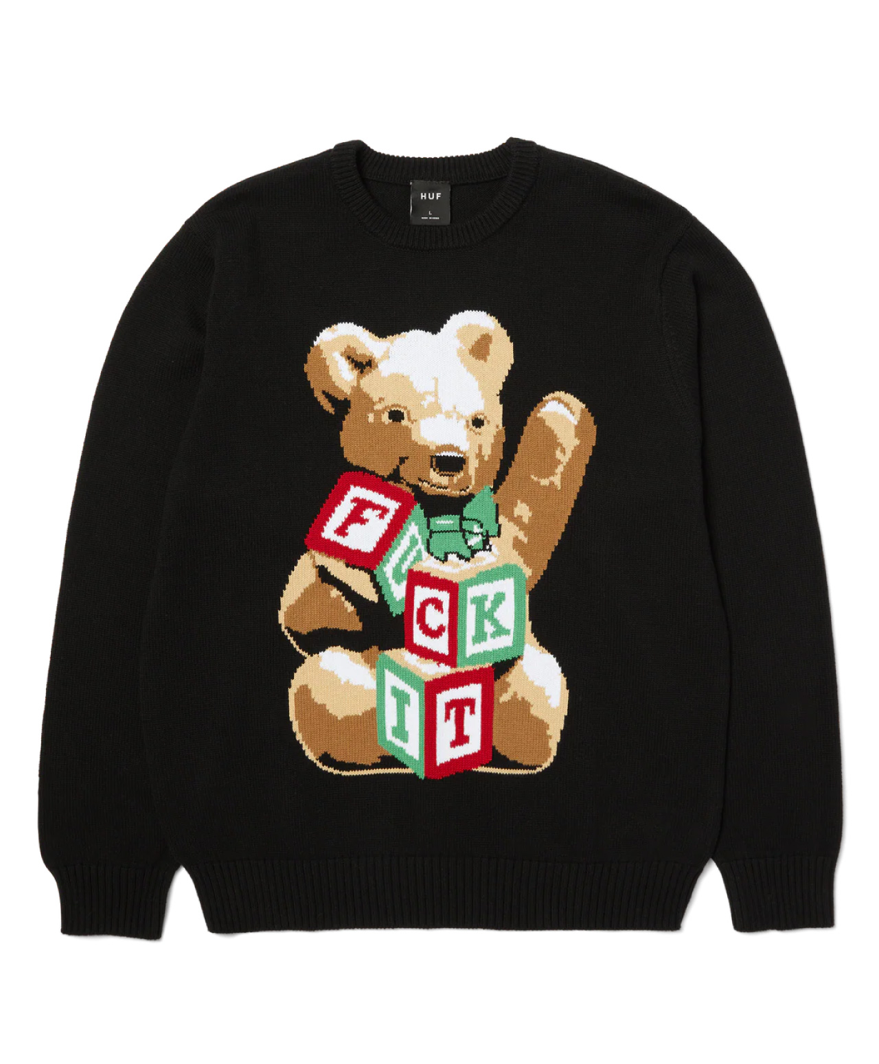 HUF GIFT BEAR INTARSIA SWEATER BLACK