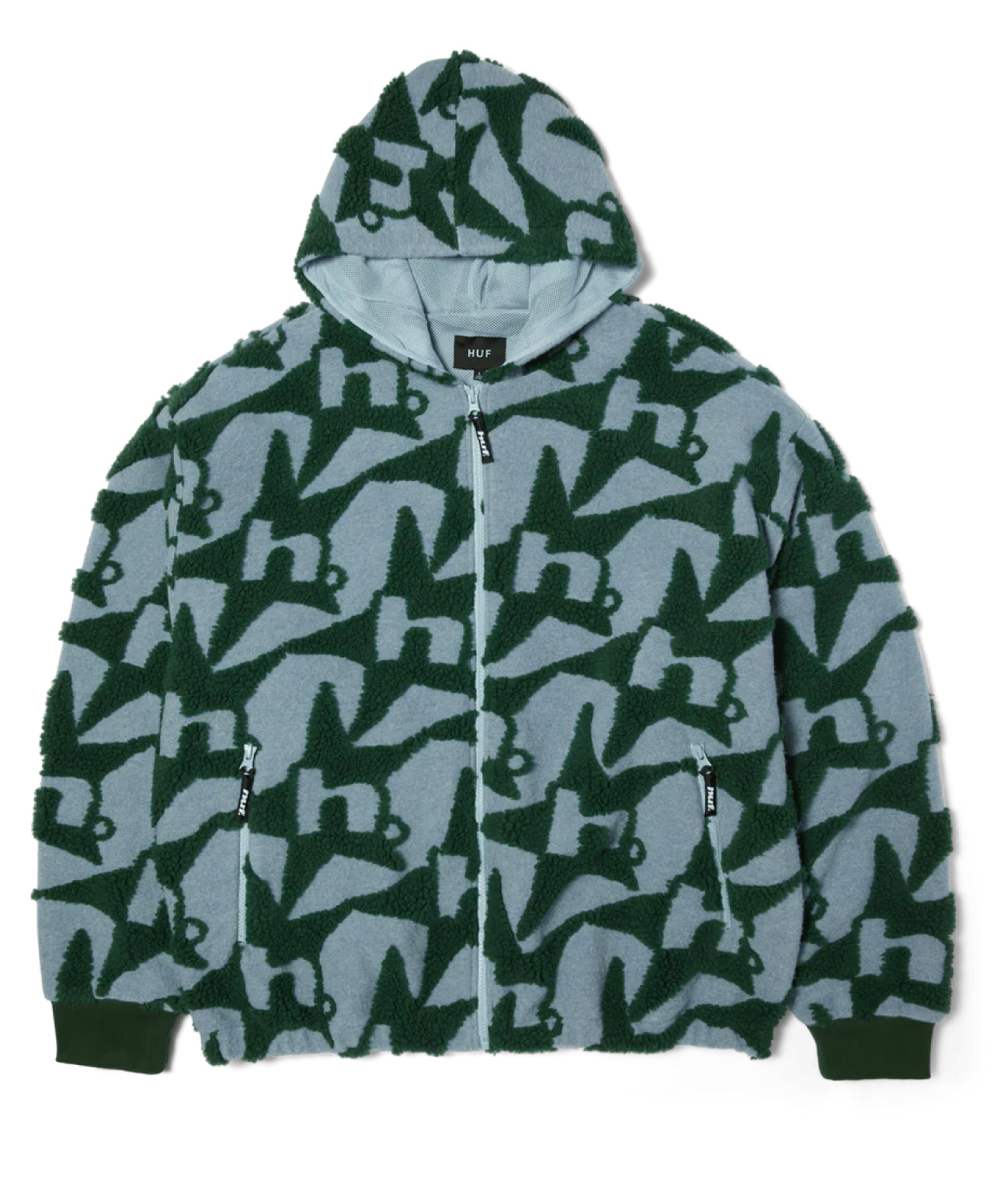 HUF H STAR REPEAT HIGH PILE JACKET ICE BLUE
