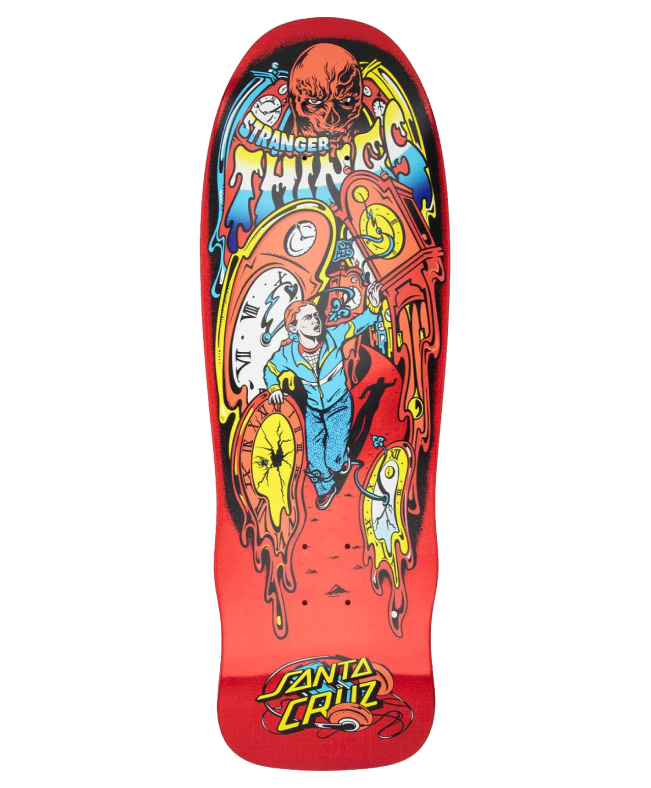 SANTA CRUZ X STRANGER THINGS MELTING CLOCK SKATE DECK 9.7 RED
