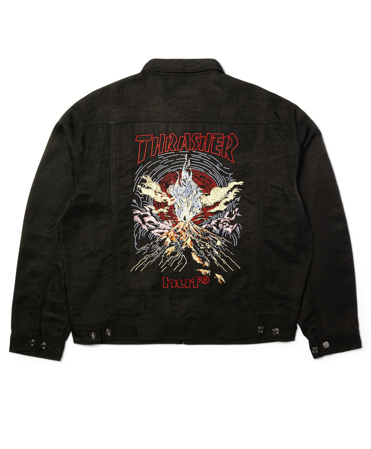 HUF X THRASHER TRUCKER JACKET BLACK