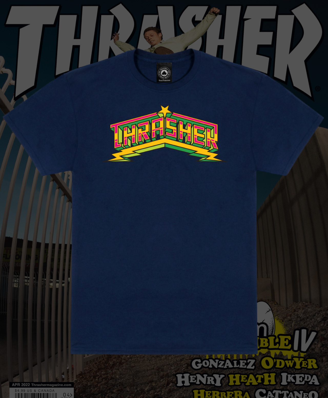 THRASHER LUCHADORA TEE NAVY