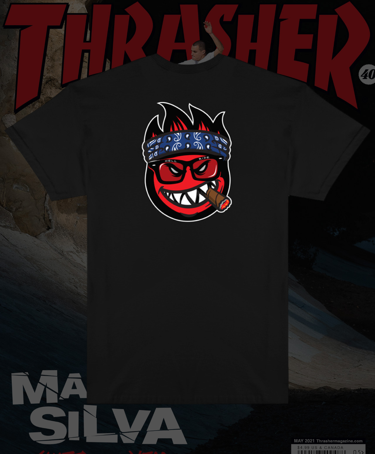 THRASHER X SPITFIRE BIG HEAD JAKE TEE BLACK